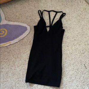 Black, Textured Mini Dress